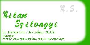 milan szilvagyi business card